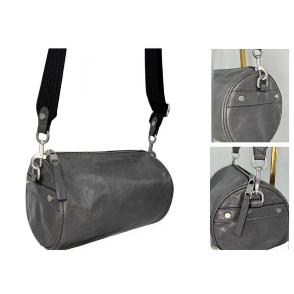 Treasure & Bond Gray Leather Barrel Cylinder Bag – Rare - Picture 1 of 9